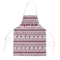 Qatar Christmas Apron with Maroon-White Pattern, National Emblem, and Camel Motif - Wonder Print Shop
