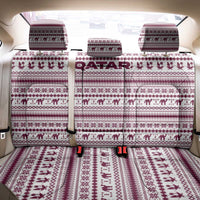 Qatar Christmas Back Car Seat Cover with Maroon-White Pattern, National Emblem, and Camel Motif - Wonder Print Shop