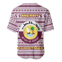 Qatar Christmas Baseball Jersey with Maroon-White Pattern, National Emblem, and Camel Motif - Wonder Print Shop
