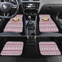 Qatar Christmas Car Mats with Maroon-White Pattern, National Emblem, and Camel Motif - Wonder Print Shop