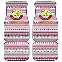 Qatar Christmas Car Mats with Maroon-White Pattern, National Emblem, and Camel Motif - Wonder Print Shop