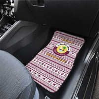 Qatar Christmas Car Mats with Maroon-White Pattern, National Emblem, and Camel Motif - Wonder Print Shop