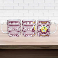 Qatar Christmas Ceramic Mug with Maroon-White Pattern, National Emblem, and Camel Motif - Wonder Print Shop