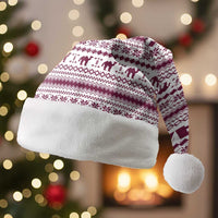 Qatar Christmas Santa Hat with Maroon-White Pattern, National Emblem, and Camel Motif - Wonder Print Shop