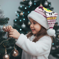 Qatar Christmas Santa Hat with Maroon-White Pattern, National Emblem, and Camel Motif - Wonder Print Shop