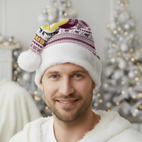 Qatar Christmas Santa Hat with Maroon-White Pattern, National Emblem, and Camel Motif - Wonder Print Shop