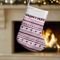 Qatar Christmas Stocking with Maroon-White Pattern, National Emblem, and Camel Motif - Wonder Print Shop