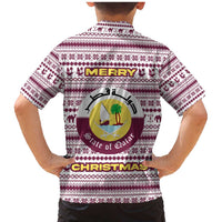 Qatar Christmas Family Matching Mermaid Dress and Hawaiian Shirt with Maroon-White Pattern, National Emblem, and Camel Motif - Wonder Print Shop