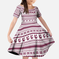 Qatar Christmas Family Matching Mermaid Dress and Hawaiian Shirt with Maroon-White Pattern, National Emblem, and Camel Motif - Wonder Print Shop