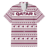 Qatar Christmas Family Matching Mermaid Dress and Hawaiian Shirt with Maroon-White Pattern, National Emblem, and Camel Motif - Wonder Print Shop
