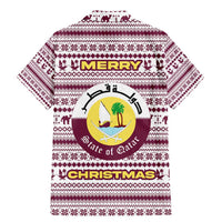 Qatar Christmas Family Matching Mermaid Dress and Hawaiian Shirt with Maroon-White Pattern, National Emblem, and Camel Motif - Wonder Print Shop