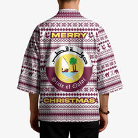 Qatar Christmas Kimono with Maroon-White Pattern, National Emblem, and Camel Motif - Wonder Print Shop