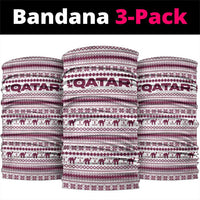 Qatar Christmas Neck Gaiter with Maroon-White Pattern, National Emblem, and Camel Motif - Wonder Print Shop