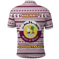 Qatar Christmas Polo Shirt with Maroon-White Pattern, National Emblem, and Camel Motif - Wonder Print Shop