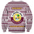 Qatar Christmas Sweatshirt with Maroon-White Pattern, National Emblem, and Camel Motif - Wonder Print Shop