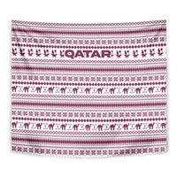 Qatar Christmas Tapestry with Maroon-White Pattern, National Emblem, and Camel Motif - Wonder Print Shop