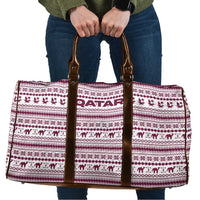Qatar Christmas Travel Bag with Maroon-White Pattern, National Emblem, and Camel Motif - Wonder Print Shop