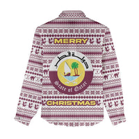 Qatar Christmas Women Casual Shirt with Maroon-White Pattern, National Emblem, and Camel Motif - Wonder Print Shop