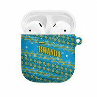 Rwanda Christmas AirPods Case with Blue-Yellow Pattern, Festive Geometric Motifs, and Bold Typography - Wonder Print Shop