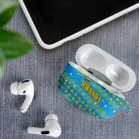 Rwanda Christmas AirPods Case with Blue-Yellow Pattern, Festive Geometric Motifs, and Bold Typography - Wonder Print Shop