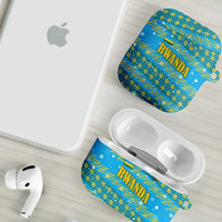 Rwanda Christmas AirPods Case with Blue-Yellow Pattern, Festive Geometric Motifs, and Bold Typography - Wonder Print Shop