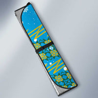 Rwanda Christmas Auto Sun Shade with Blue-Yellow Pattern, Festive Geometric Motifs, and Bold Typography - Wonder Print Shop