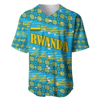 Rwanda Christmas Baseball Jersey with Blue-Yellow Pattern, Festive Geometric Motifs, and Bold Typography - Wonder Print Shop