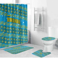 Rwanda Christmas Bathroom Set with Blue-Yellow Pattern, Festive Geometric Motifs, and Bold Typography - Wonder Print Shop