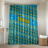 Rwanda Christmas Bathroom Set with Blue-Yellow Pattern, Festive Geometric Motifs, and Bold Typography - Wonder Print Shop
