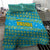 Rwanda Christmas Bedding Set with Blue-Yellow Pattern, Festive Geometric Motifs, and Bold Typography - Wonder Print Shop