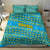 Rwanda Christmas Bedding Set with Blue-Yellow Pattern, Festive Geometric Motifs, and Bold Typography - Wonder Print Shop
