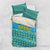 Rwanda Christmas Bedding Set with Blue-Yellow Pattern, Festive Geometric Motifs, and Bold Typography - Wonder Print Shop