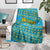 Rwanda Christmas Blanket with Blue-Yellow Pattern, Festive Geometric Motifs, and Bold Typography - Wonder Print Shop