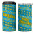 Rwanda Christmas 4 in 1 Can Cooler Tumbler with Blue-Yellow Pattern, Festive Geometric Motifs, and Bold Typography - Wonder Print Shop