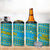 Rwanda Christmas 4 in 1 Can Cooler Tumbler with Blue-Yellow Pattern, Festive Geometric Motifs, and Bold Typography - Wonder Print Shop