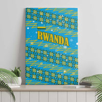 Rwanda Christmas Canvas Wall Art with Blue-Yellow Pattern, Festive Geometric Motifs, and Bold Typography - Wonder Print Shop