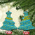 Rwanda Christmas Ceramic Ornament with Blue-Yellow Pattern, Festive Geometric Motifs, and Bold Typography - Wonder Print Shop