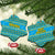 Rwanda Christmas Ceramic Ornament with Blue-Yellow Pattern, Festive Geometric Motifs, and Bold Typography - Wonder Print Shop