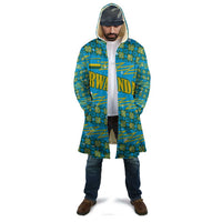 Rwanda Christmas Cloak with Blue-Yellow Pattern, Festive Geometric Motifs, and Bold Typography - Wonder Print Shop