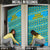 Rwanda Christmas Door Cover with Blue-Yellow Pattern, Festive Geometric Motifs, and Bold Typography - Wonder Print Shop