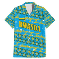 Rwanda Christmas Family Matching Mermaid Dress and Hawaiian Shirt with Blue-Yellow Pattern, Festive Geometric Motifs, and Bold Typography - Wonder Print Shop