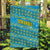 Rwanda Christmas Garden Flag with Blue-Yellow Pattern, Festive Geometric Motifs, and Bold Typography - Wonder Print Shop