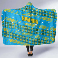 Rwanda Christmas Hooded Blanket with Blue-Yellow Pattern, Festive Geometric Motifs, and Bold Typography - Wonder Print Shop