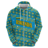 Rwanda Christmas Hoodie with Blue-Yellow Pattern, Festive Geometric Motifs, and Bold Typography - Wonder Print Shop