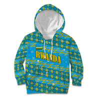 Rwanda Christmas Kid Hoodie with Blue-Yellow Pattern, Festive Geometric Motifs, and Bold Typography - Wonder Print Shop