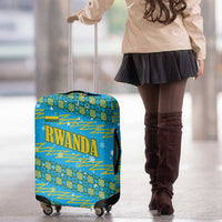 Rwanda Christmas Luggage Cover with Blue-Yellow Pattern, Festive Geometric Motifs, and Bold Typography - Wonder Print Shop