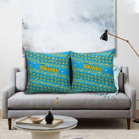 Rwanda Christmas Pillow Cover with Blue-Yellow Pattern, Festive Geometric Motifs, and Bold Typography - Wonder Print Shop
