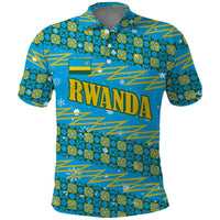 Rwanda Christmas Polo Shirt with Blue-Yellow Pattern, Festive Geometric Motifs, and Bold Typography - Wonder Print Shop