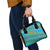 Rwanda Christmas Shoulder Handbag with Blue-Yellow Pattern, Festive Geometric Motifs, and Bold Typography - Wonder Print Shop