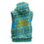 Rwanda Christmas Sleeveless Hoodie with Blue-Yellow Pattern, Festive Geometric Motifs, and Bold Typography - Wonder Print Shop